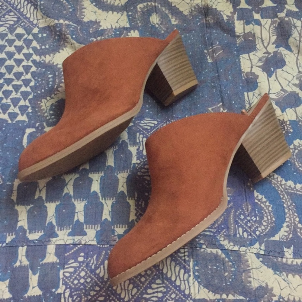 Faux Suede Chocolate Heeled Mule Booties